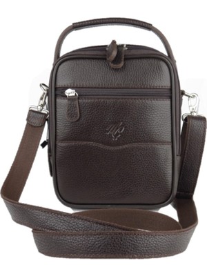 MÇ Deri Erkek El ve Omuz Askılı Deri Çanta Floater Desenli Hakiki Deri