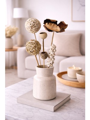 B'Clara Home Tropikal Natürel Dekoratif Kuru Çiçek Vazo Çiçeği