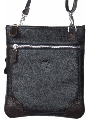 MÇ Deri Hakiki Deri Çapraz Askılı Floater Desenli Deri Çanta