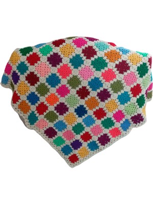 El Örgüsü Etnik Otantik Motifli Ekru Çok Amaçlı Örtü (70 x 70)