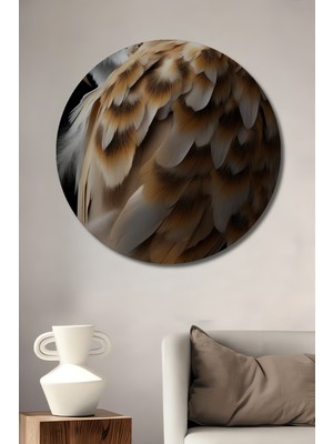 Petmudo AVM Görkemli Baykuş Yağlı Boya Görünümlü Dekoratif Ahşap Tablo Yuvarlak Duvar Tablosu