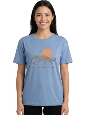 Baskı Enfield&co Kadın T-Shirt Kaplan Bebe Mavi