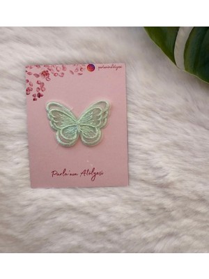 Parla'nın Atölyesi 0-3 Yaş Az Saçlı ve Saçsız Bebek Tokası Yeşil Kelebek