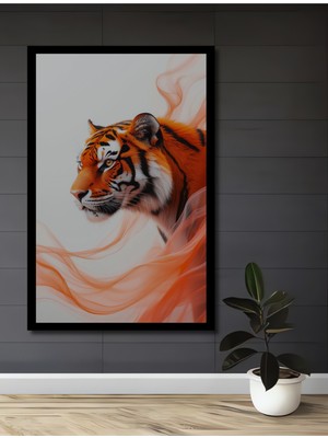 Petmudo AVM Aslan Kaplan Yağlı Boya Görünümlü Modern Sanat Ahşap Ev,antre,ofis,mutfak Tablo Çerçeve Görünümlü