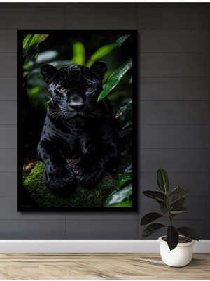 Petmudo AVM  Ormanın Karizmatik Kaplanı Yağlı Boya Görünümlü Ahşap Ev,ofis,mutfak Tablo Çerçeve Görünümlü