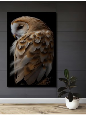 Petmudo AVM Görkemli Baykuş Yağlı Boya Görünümlü Ahşap Ev,antre,ofis,mutfak,yatak Odası Tablo Çerçeve Görünümlü