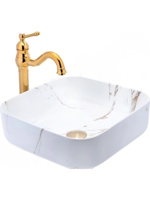 Fualora Seramik Çanak Lavabo Batarya Deliksiz 38*38*14 cm