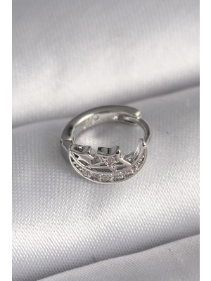 Ayder Timya 316L Çelik Gümüş Renk Zirkon Taşlı Ay Yıldız Model Tragus Piercing - TJ-PR1323 TG/Tmya1395 218535