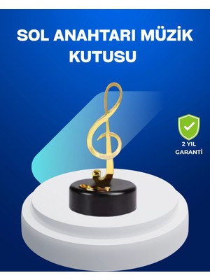 Epilons Sol Anahtarı Figürlü Dönen Müzik Kutusu Altın Renk Dekoratif