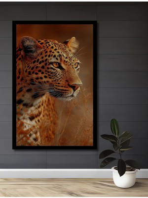 Petmudo AVM Safari Kaplanı Yağlı Boya Görünümlü Ahşap Ev,antre,ofis,mutfak,yatak Odası Tablo Çerçeve Görünümlü