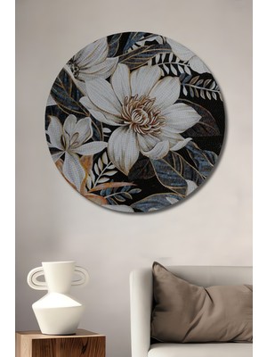 Petmudo AVM  Bahçe Desenli Mozaik Görünümlü Ahşap Dekoratif Tablo Yuvarlak Duvar Tablosu