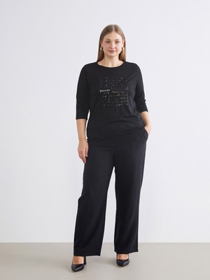 Lc Waikiki Yeni Sezon Büyük Beden Beli Lastikli Geniş Paça Kadın Pantolon