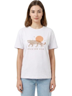 Baskı Enfield&co Kadın T-Shirt Kaplan Ekru