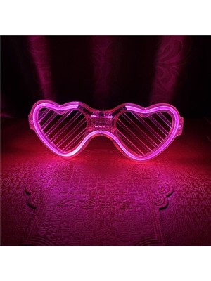 Pembe LED Işıklı Kalp Gözlük – 3 Modlu Parti & Glow Gözlüğü
