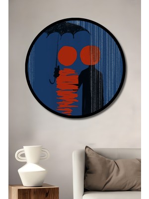 Petmudo AVM Yağlı Boya Görünüm Modern Sanat Iki Figürlü Tablo Ahşap Tablo Yuvarlak Duvar Tablosu Çerçeve Görünüm