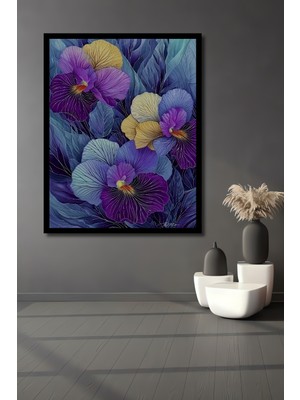 Petmudo AVM Mor ve Mor Sümbül Görünümlü Soyut Sanat Ahşap Ev,antre,ofis,yatak Odası Tablo Çerçeve Görünümlü
