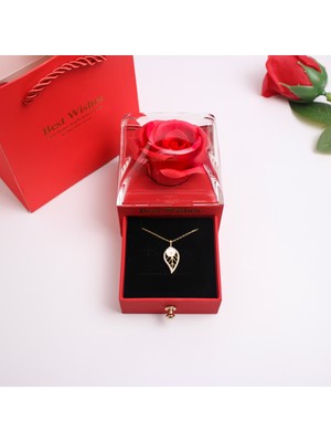 Trend Robo Çiçekli Yaprak Gümüş Kolye |  925 Ayar Gümüş Sarı Renk  Kolye ve Şık Hediye Kutusu