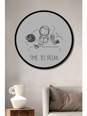 Petmudo AVM Minimalist Sulu Boya Görünümlü Desenli Ahşap Tablo Yuvarlak Duvar Tablosu Çerçeve Görünümlü