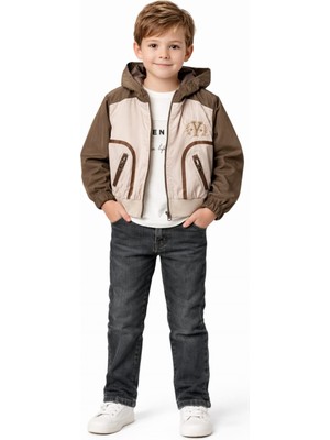 İrem Çocuk Giyim Erkek Çocuk Y Nakışlı Kapüşonlu Mont Tişört Pantolon Üçlü Takım