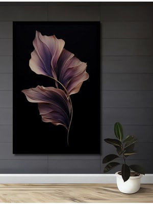 Petmudo AVM Mor Yaprak Esintisi Yağlı Boya Görünümlü Ahşap Ev,antre,salon,ofis,mutfak Tablo Çerçeve Görünümlü