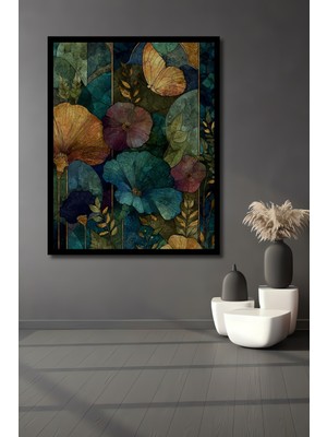 Petmudo AVM Altın Kelebek Sulu Boya Görünümlü Ahşap Ev,antre,ofis,mutfak,yatak Odası Tablo Çerçeve Görünümlü