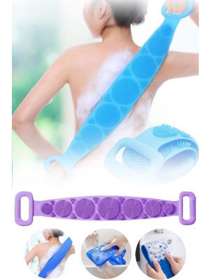 Privo Banyo Sırt Kesesi 70 cm Çift Taraflı Silikon Masaj ve Peeling Kesesi Çok Renkli