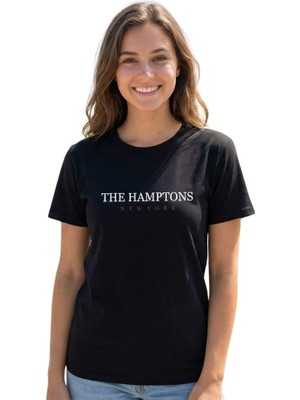 Hamptons Baskı Enfield&co Kadın T-Shirt The Siyah