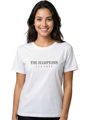 Hamptons Baskı Enfield&co Kadın T-Shirt The Ekru