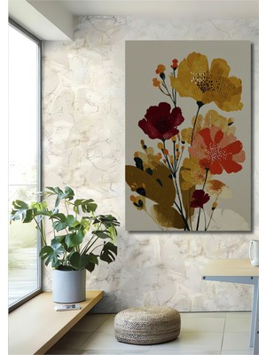 Petmudo AVM Bohem Çiçek Desenli Yağlı Boya Görünümlü Ahşap Ev,antre,salon,ofis,mutfak,yatak Odası Tablo