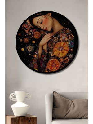 Petmudo AVM Bohem Ruhu Sanat Tablosu Ahşap Dekoratif Tablo Yuvarlak Duvar Tablosu Çerçeve Görünümlü