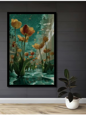 Petmudo AVM Sonsuz Tulipa Denizi Yağlı Boya Görünümlü Ahşap Ev,antre,salon,ofis,mutfak Tablo Çerçeve Görünümlü