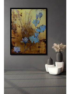 Petmudo AVM Altın Varaklı Çiçek Buketi Yağlı Boya Görünümlü Ahşap Ev,antre,ofis,mutfak Tablo Çerçeve Görünümlü