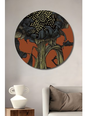 Petmudo AVM Dinamik Ay Çiçeği Sanat Tablosu Yuvarlak Duvar Tablosu