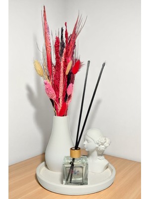 Besagu Home Dekoratif 4 Parça Vazo Seti - Su Damlası Vazo, Yuvarlak Tepsi, Tealight Mumluk, Dekoratif Kız
