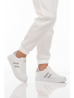 Aspor Beyaz Gri Bağcıklı Unisex Spor Ayakkabı