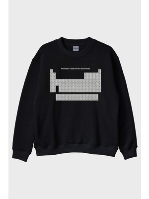Nuugg Periodic Table Of The Elements Baskılı Siyah Bisiklet Yaka Sweatshirt