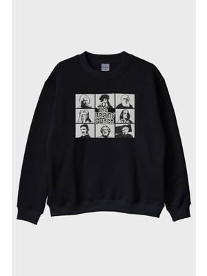 Nuugg The Brainy Bunch Bilim Insanları Baskılı Siyah Bisiklet Yaka Sweatshirt