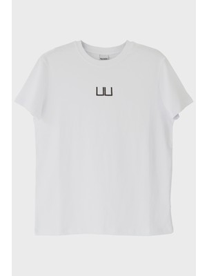 Nuugg Uu Gri Logolu Nakışlı T-Shirt