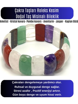 Yıldız Doğal Taş Sertifikalı Çakra Roleks Kesim Doğal Taş Misinalı Bileklik