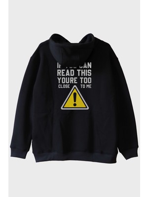 Nuugg If You Can Read This Baskılı Tasarım Siyah Hoodie