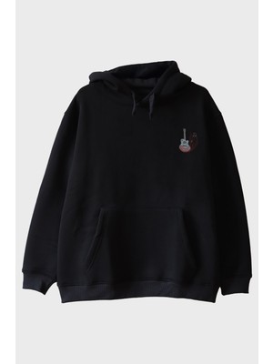 Nuugg Gitar Notalı Nakış Müzik Hoodie