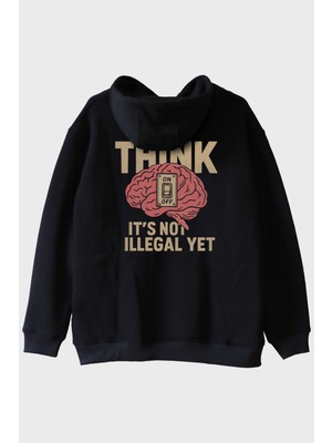 Nuugg Düşünce Özgürlüğü Mizahi Mesajlı Siyah Hoodie