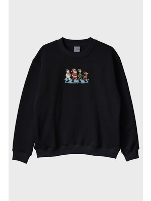 Nuugg Yılbaşı Çetesi Siyah Bisiklet Yaka Sweatshirt