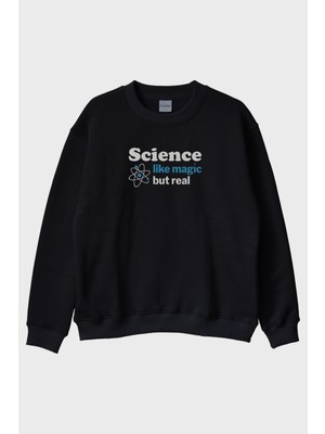 Nuugg Science Like Magic But Real Baskılı Bilim Temalı Bisiklet Yaka Sweatshirt