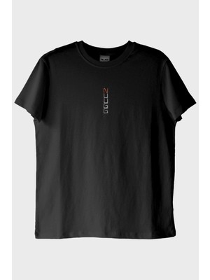 Nuugg Nuugg Dikey Logo Nakışlı Siyah T-Shirt
