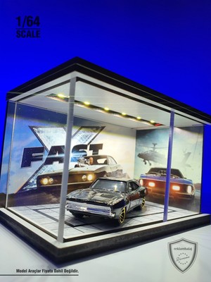 Reklambalaj Fast And Furious V3 Diecast LED Işıklı Akrilik Korumalı Stand/diorama 1:64 Ölçek