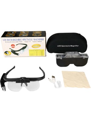Starseven Şarjlı Gözlük Tip Büyüteç Mercek Lup Lensleriyle Taşıma Çantalı 11642DC