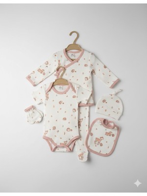 Yenidoğan 7'li Ceylan Figürlü Battaniyeli Hastane Çıkışı Zıbın Seti