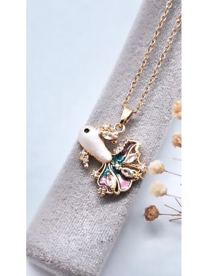 Serenity Renkli Saten Mineli Balık Çelik Kolye