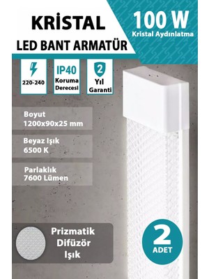 YTE 100 W Kristal LED Bant Armatür 120 cm Yüksek Işık
